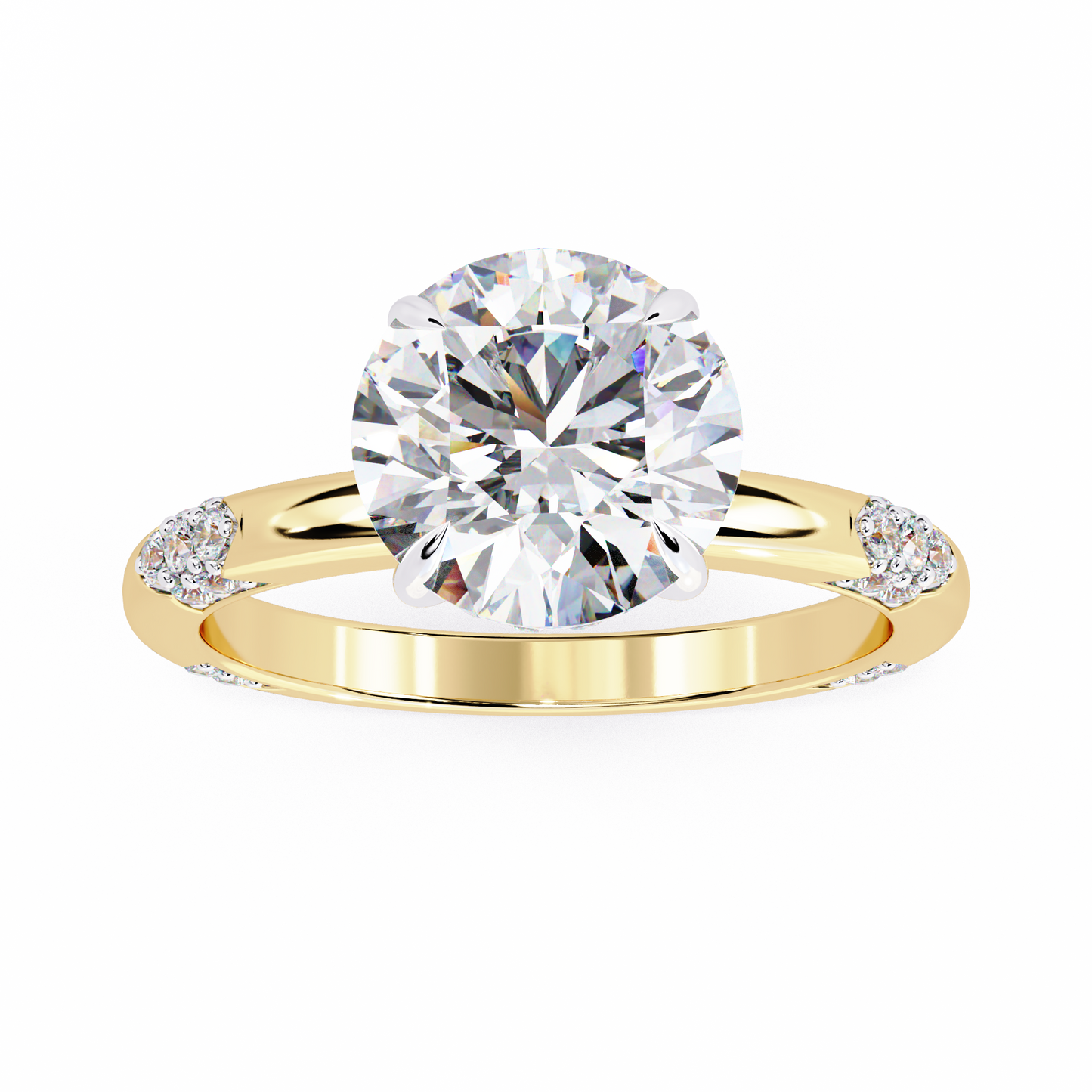 LGD Solitaire Ring Round Stone (2.96ct) In 14K Gold