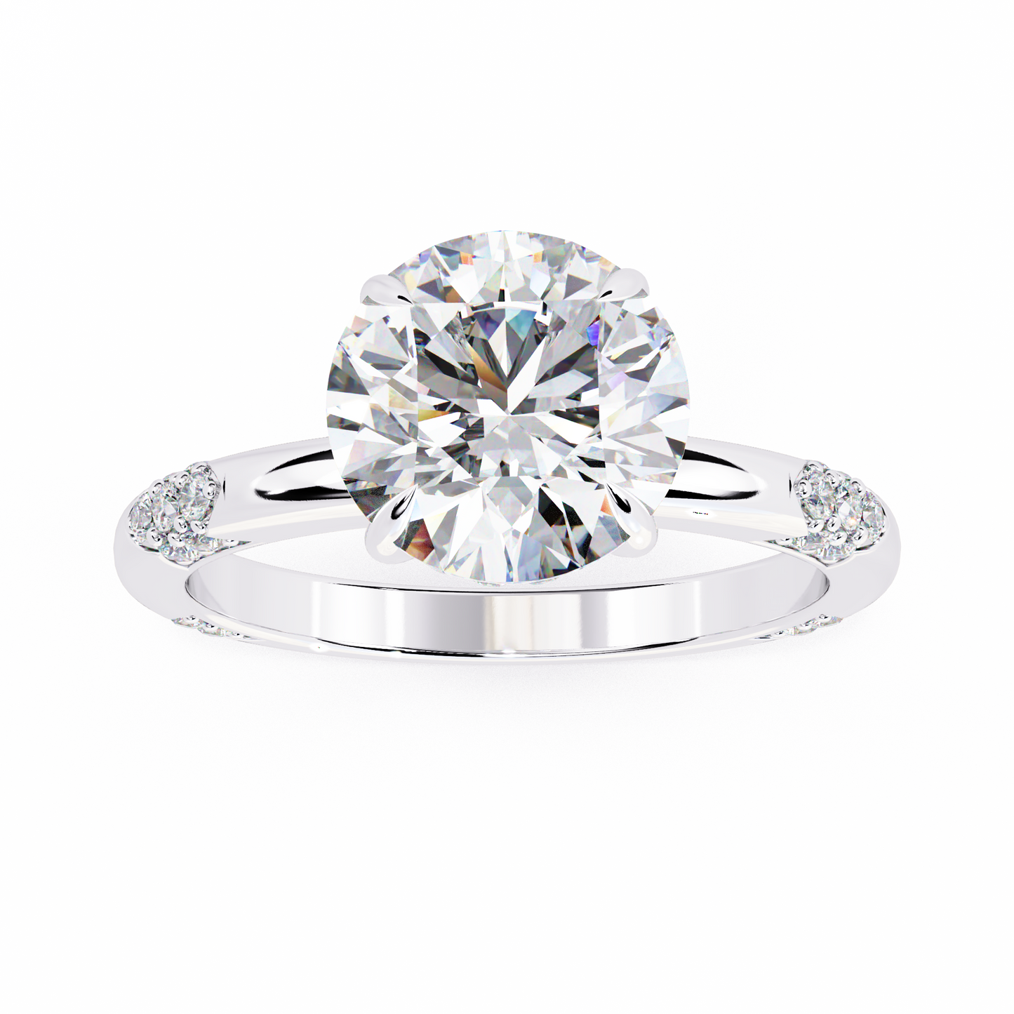LGD Solitaire Ring Round Stone (2.96ct) In 14K Gold