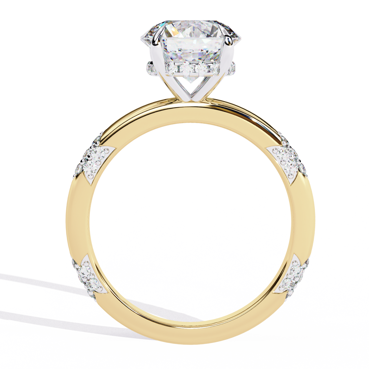 LGD Solitaire Ring Round Stone (2.96ct) In 14K Gold