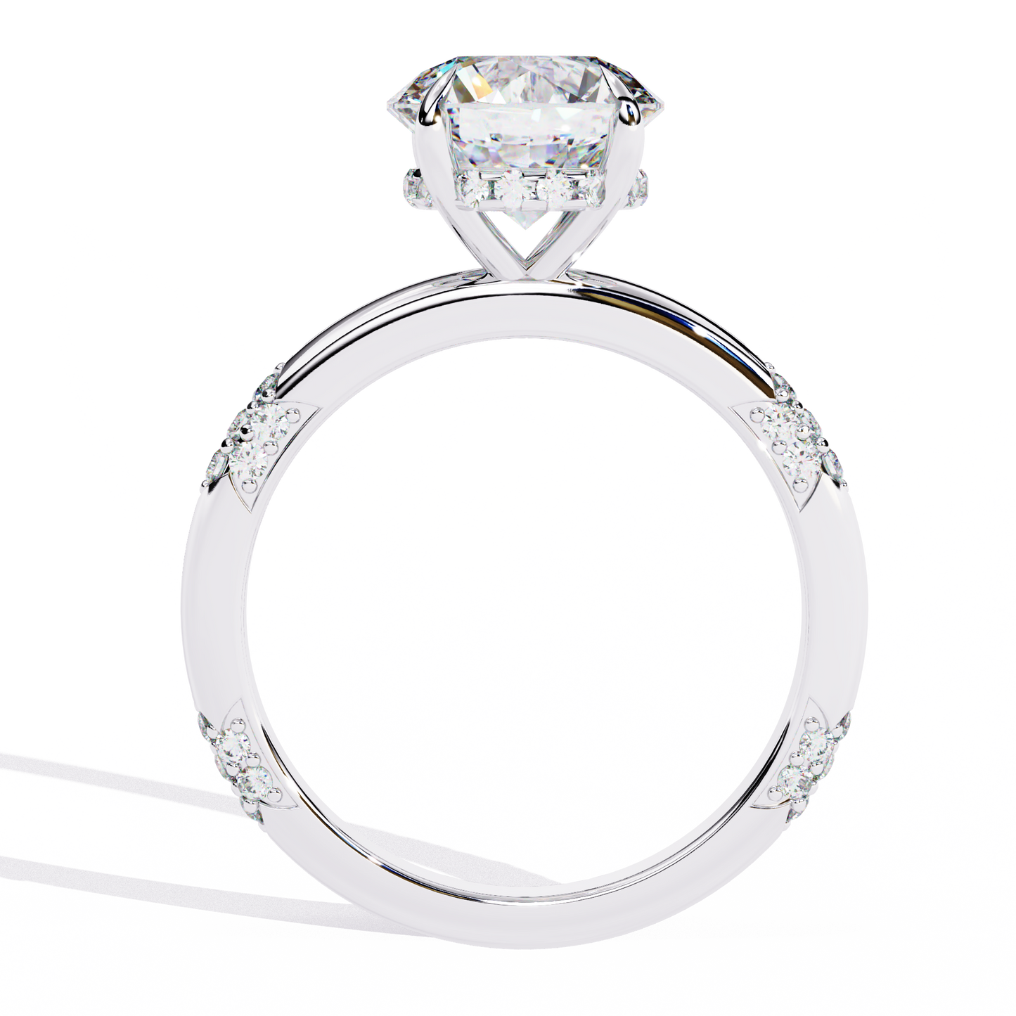 LGD Solitaire Ring Round Stone (2.96ct) In 14K Gold