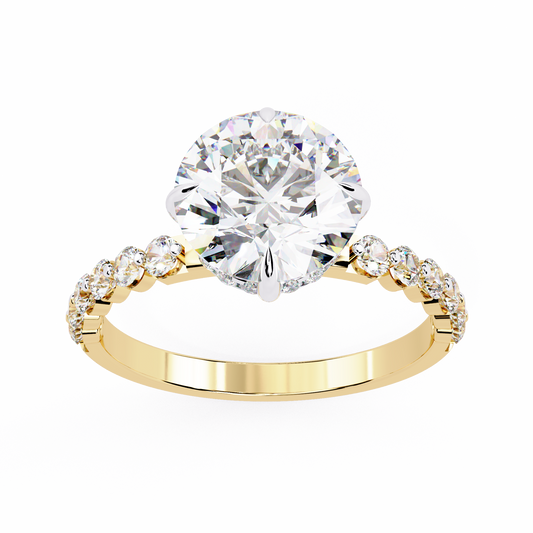 Lab Grown Diamond Solitaire Ring Round Stone (2.40ct) In 14K Gold