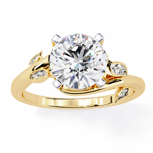 Lab Grown Diamond Ring Solitaire Round Stone(1.74ct )In 14k Gold