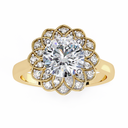 Lab Grown Diamond Solitaire Ring Round Stone (1.63ct) In 14K Gold