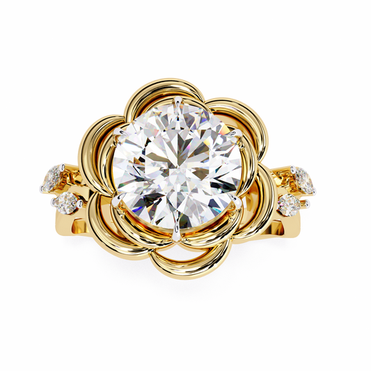 Lab Grown Diamond Solitaire Ring Round Stone (2.21ct) In 14K Gold