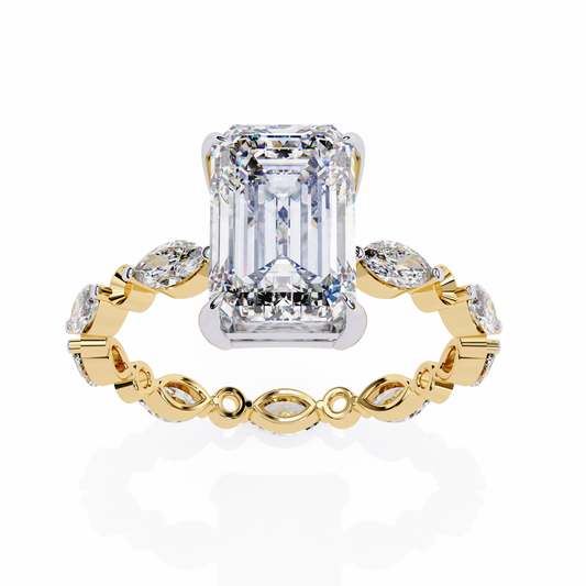 Lab Grown Diamond Solitaire Ring Radiant Stone (3.66ct) In 14K Gold
