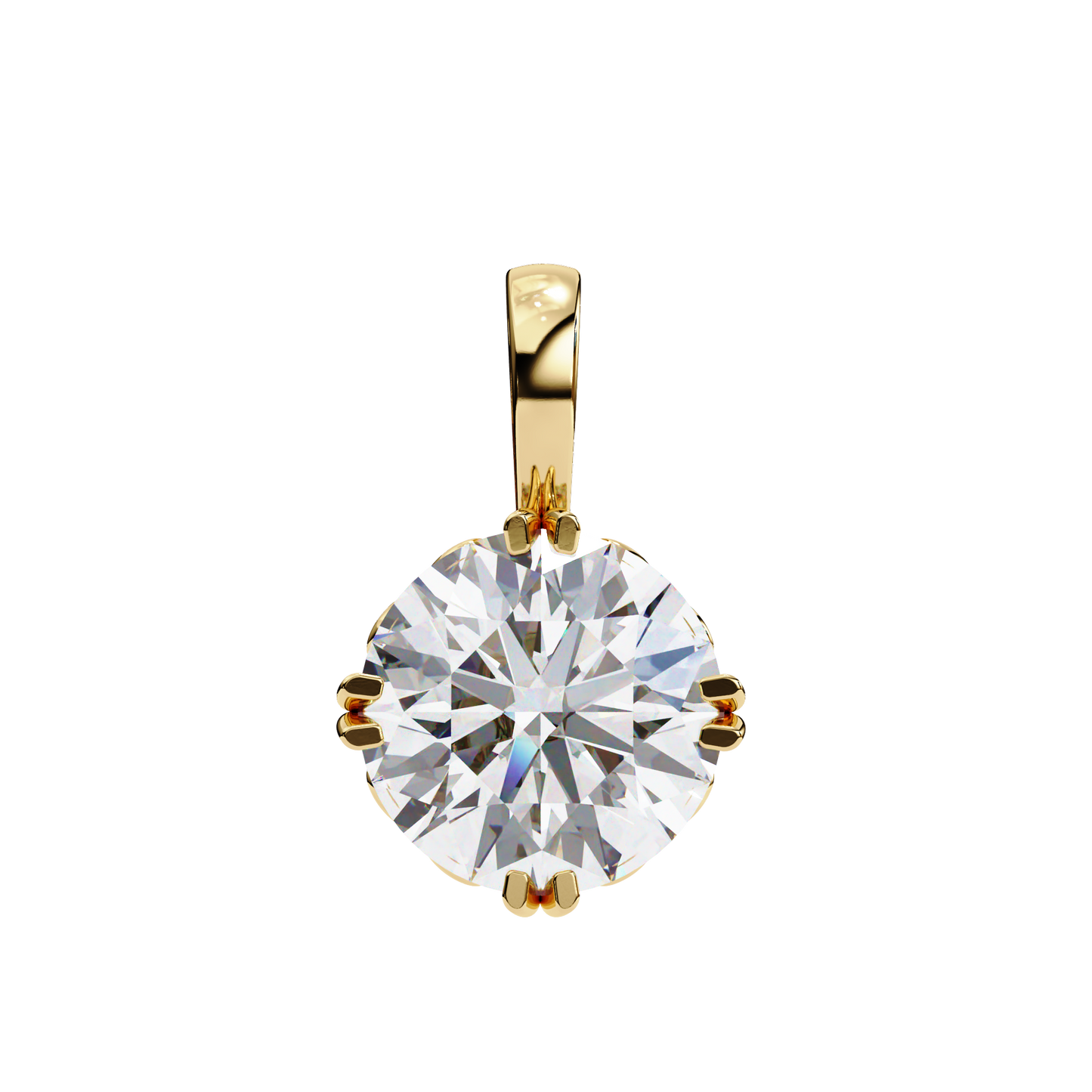 LGD Solitaire Pendant Round Stone (1.84ct) In 14K Gold Without Chain