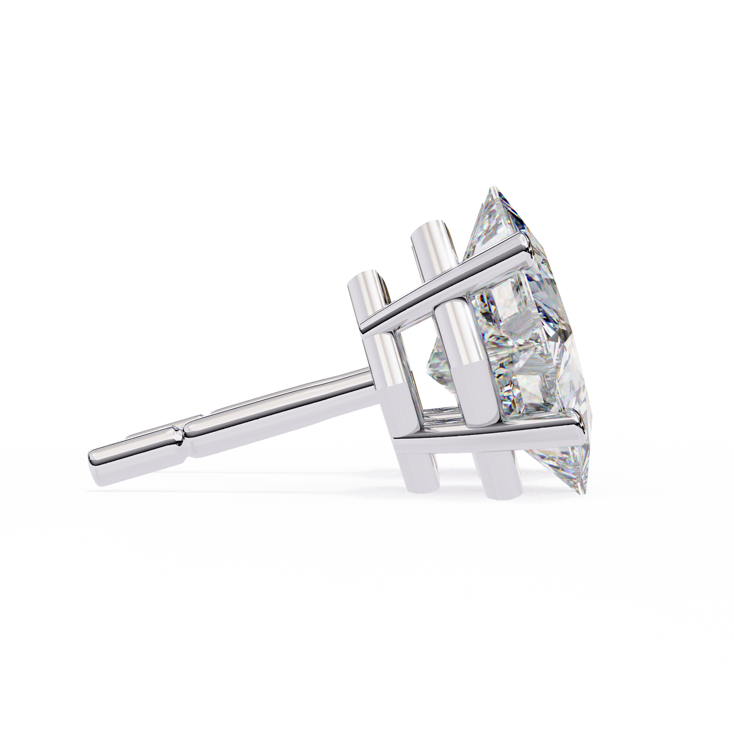 LGD Solitaire Ear Studs Princess Stone (2.40ct Pair) In 14K Gold