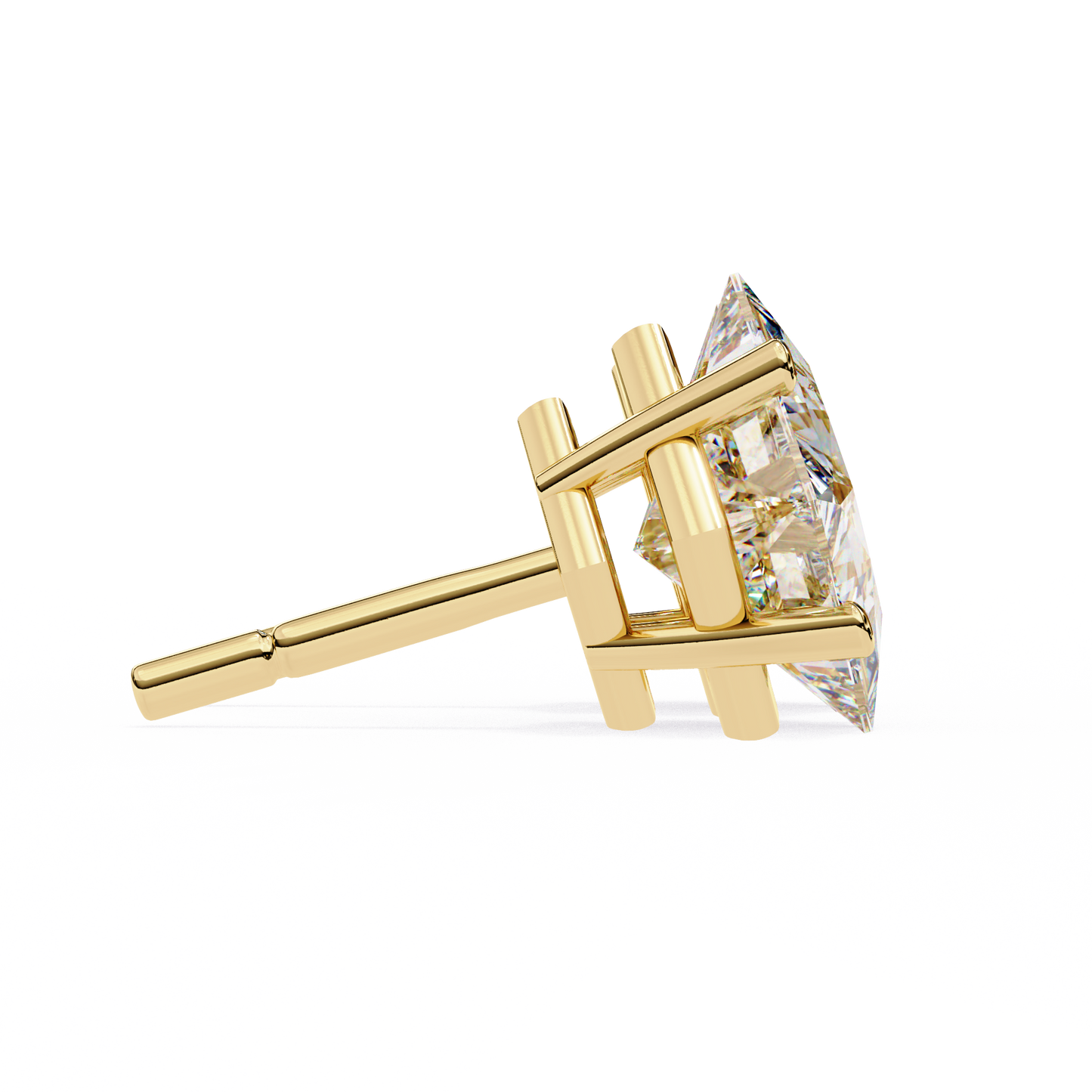 LGD Solitaire Ear Studs Princess Stone (2.40ct Pair) In 14K Gold