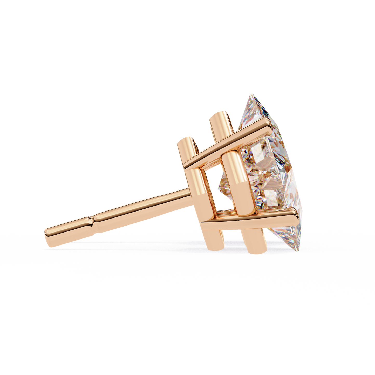 LGD Solitaire Ear Studs Princess Stone (2.40ct Pair) In 14K Gold