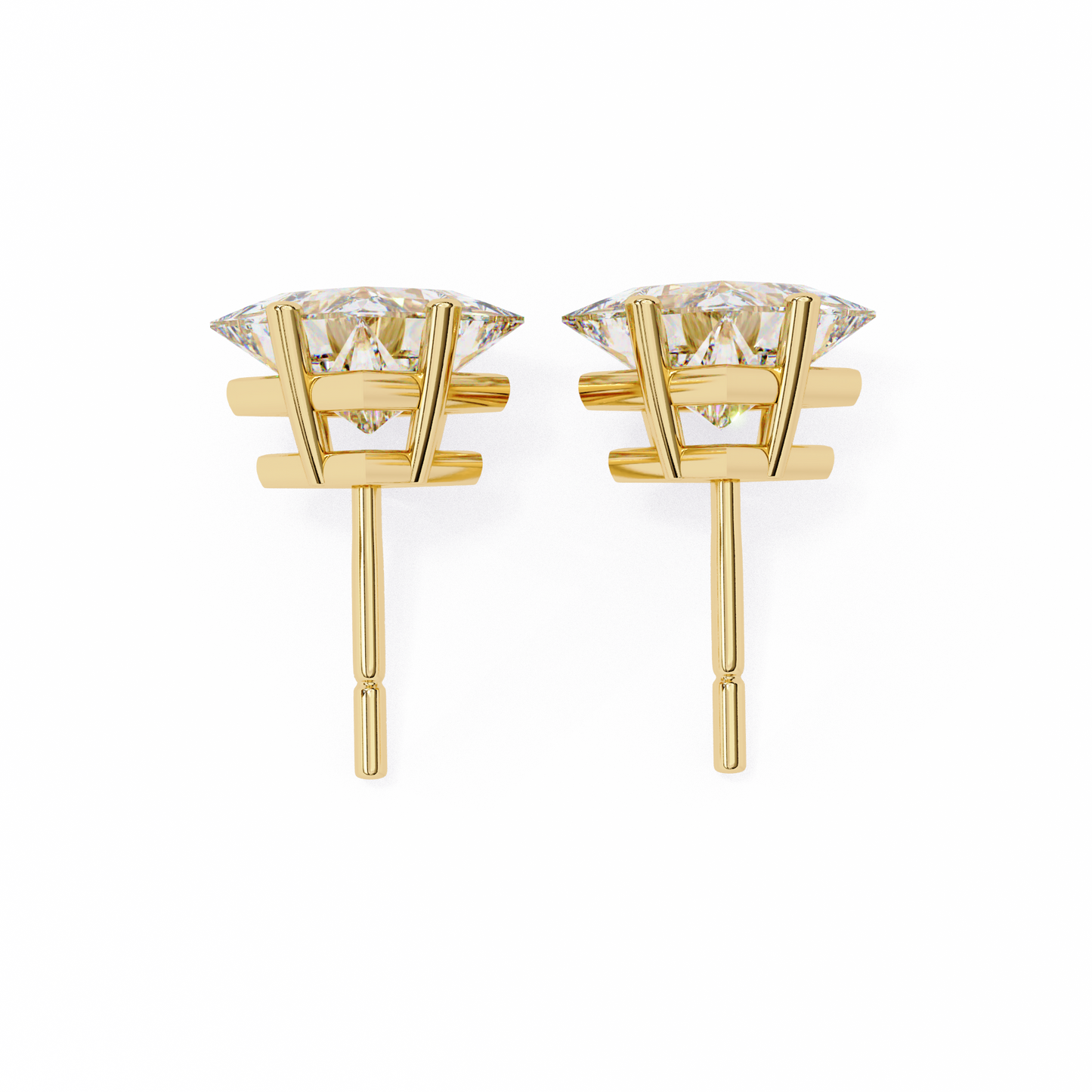 LGD Solitaire Ear Studs Princess Stone (2.40ct Pair) In 14K Gold