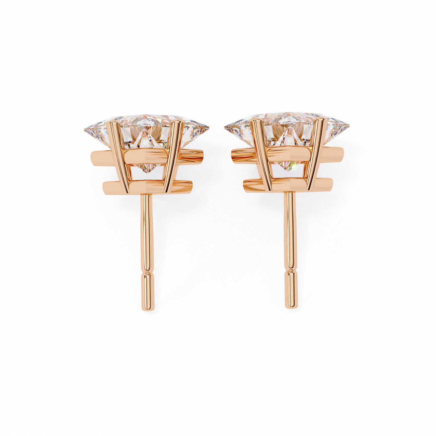 LGD Solitaire Ear Studs Princess Stone (2.40ct Pair) In 14K Gold
