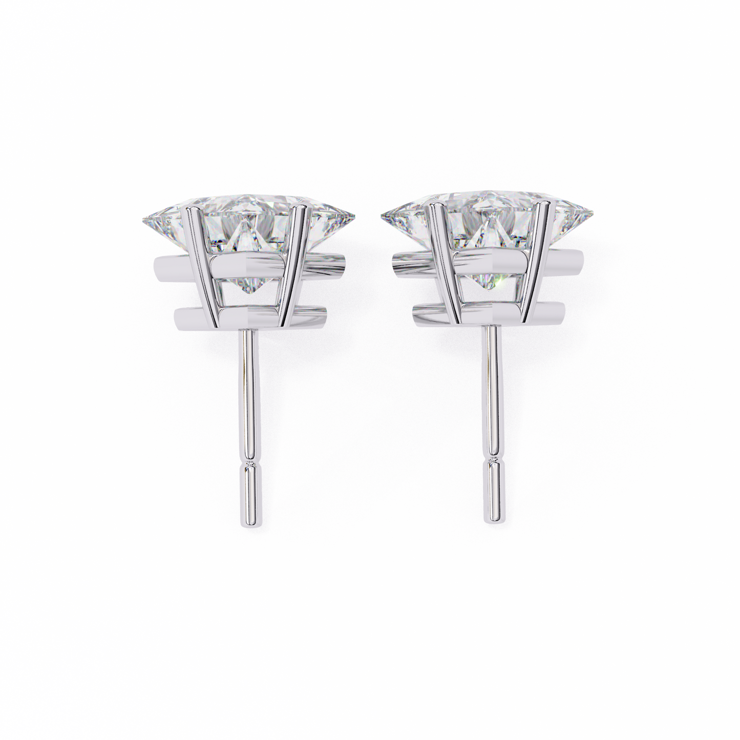 LGD Solitaire Ear Studs Princess Stone (2.40ct Pair) In 14K Gold