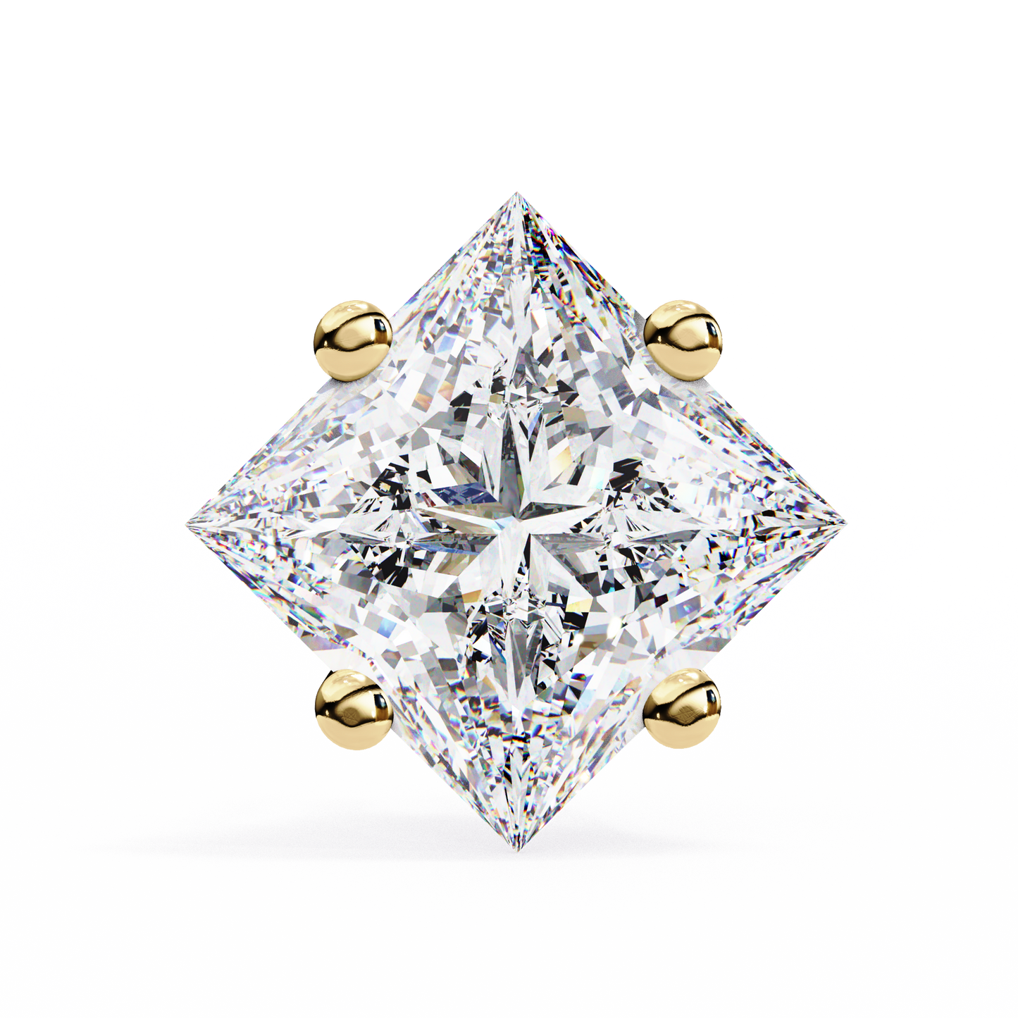 LGD Solitaire Ear Studs Princess Stone (2.40ct Pair) In 14K Gold