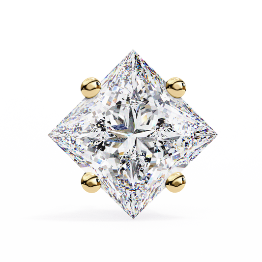 Lab Grown Diamond Solitaire Ear Studs Princess Stone (2.40ct Pair) In 14K Gold