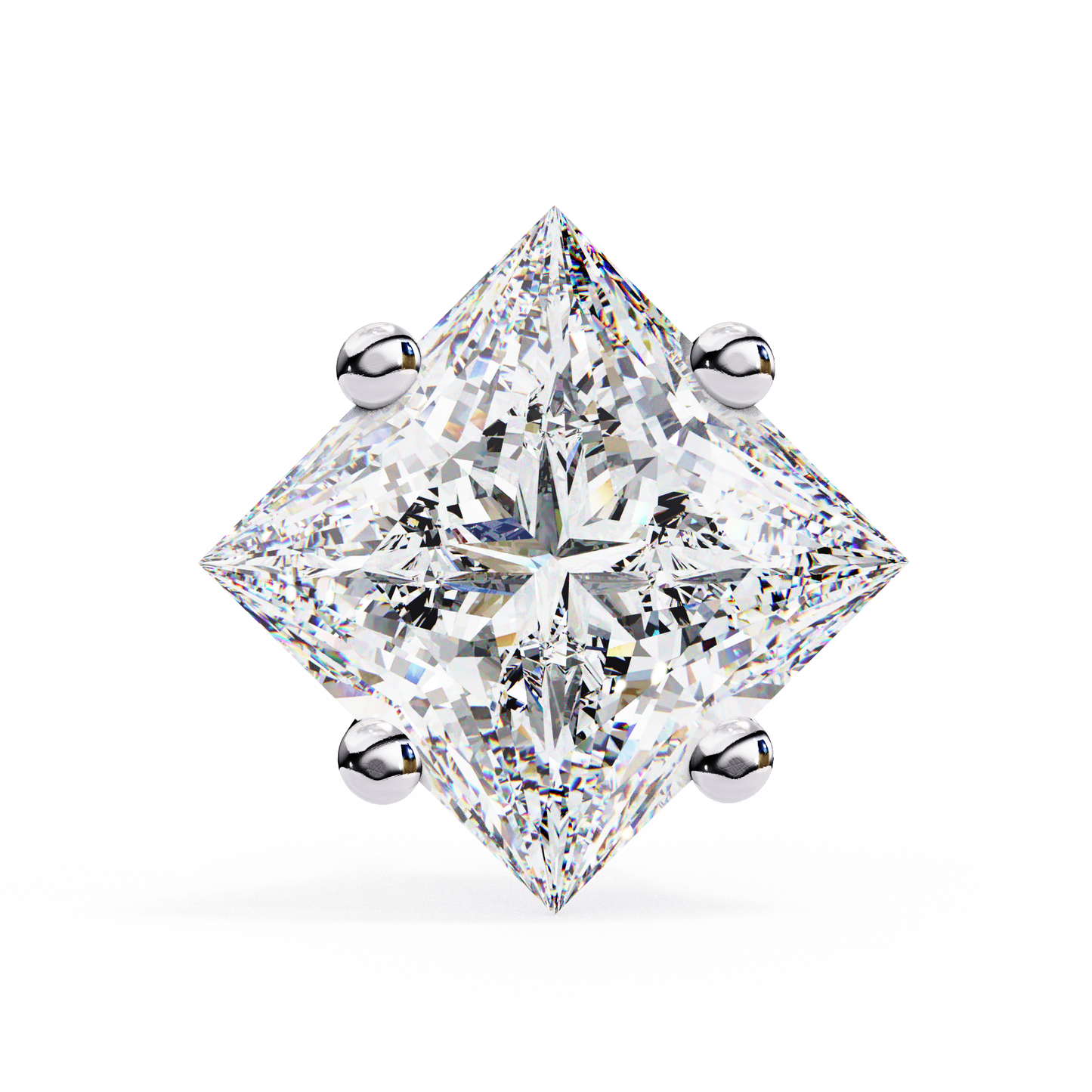 LGD Solitaire Ear Studs Princess Stone (2.40ct Pair) In 14K Gold