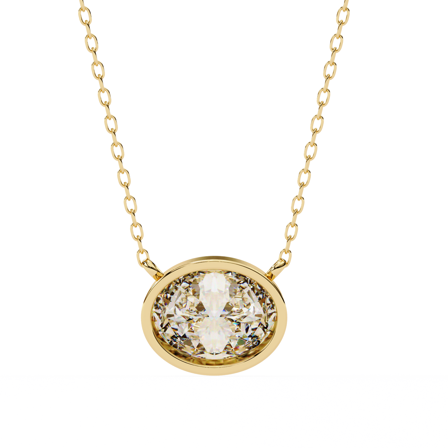 Lab Grown Solitaire Diamond Pendant Oval Stone (1.55ct) In 14K Gold Without Chain