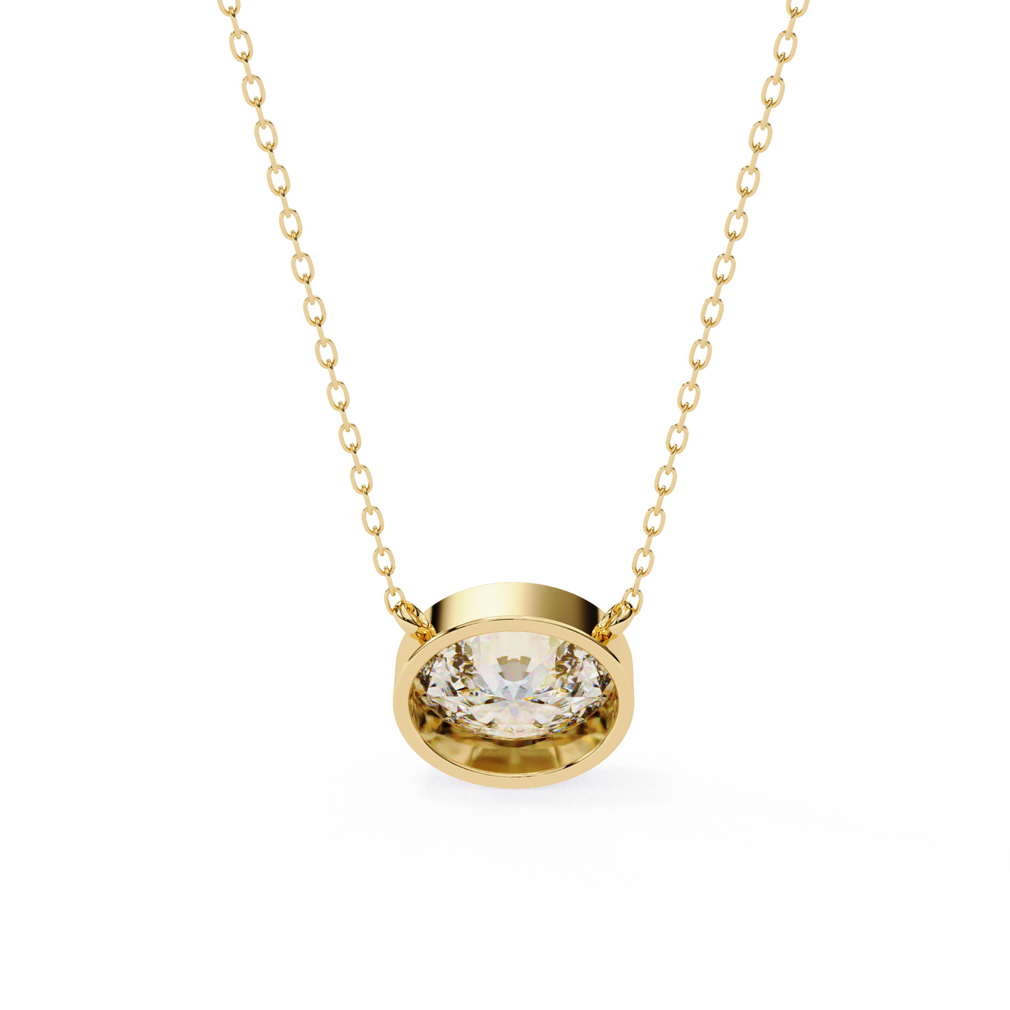Lab Grown Solitaire Diamond Pendant Oval Stone (1.55ct) In 14K Gold Without Chain