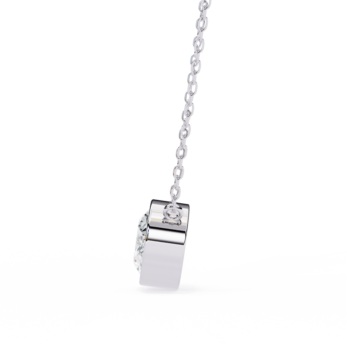 Lab Grown Solitaire Diamond Pendant Oval Stone (1.55ct) In 14K Gold Without Chain