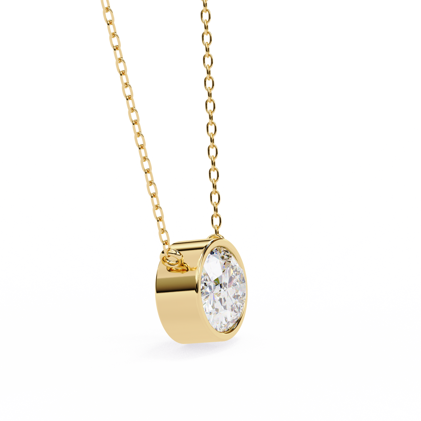 Lab Grown Solitaire Diamond Pendant Oval Stone (1.55ct) In 14K Gold Without Chain