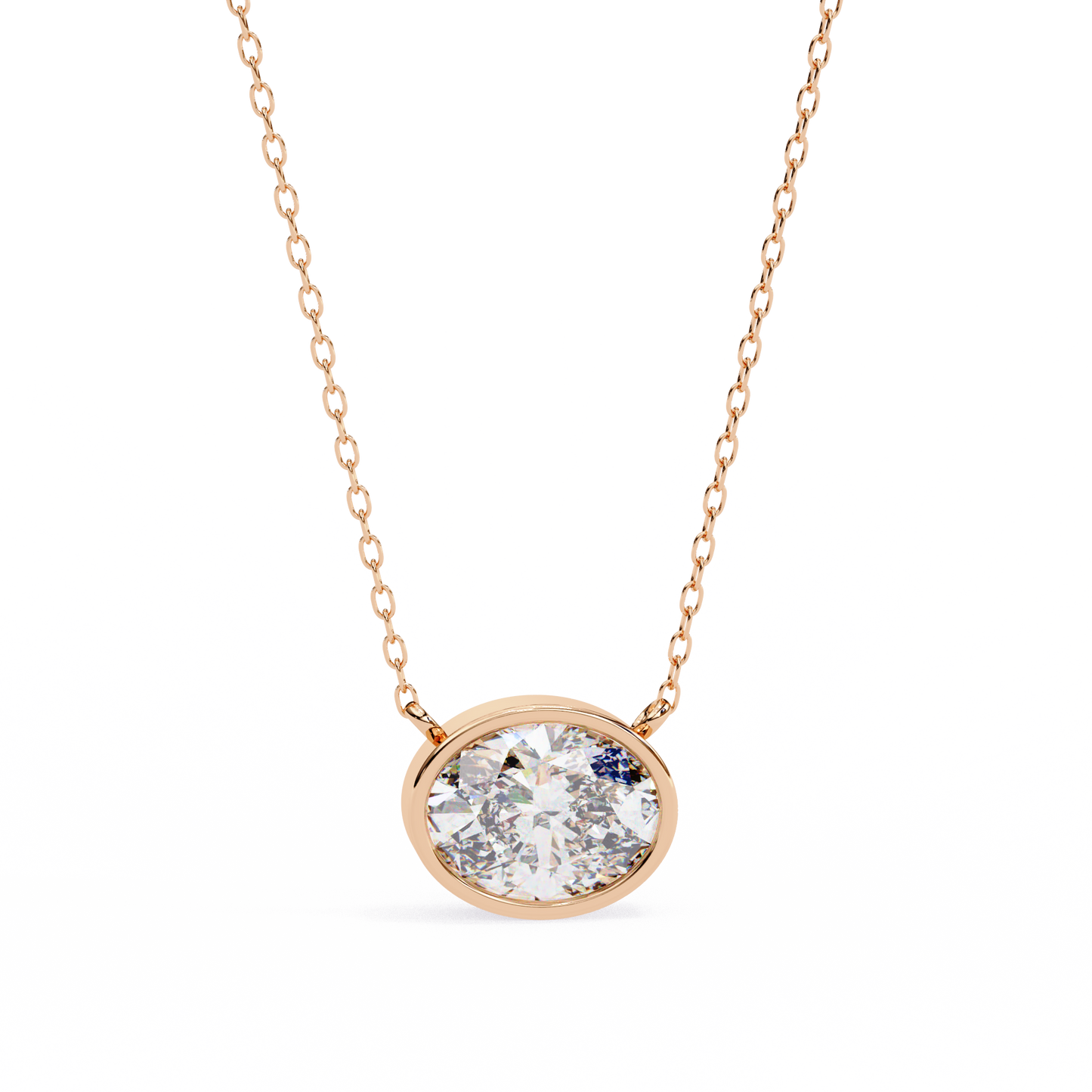 Lab Grown Solitaire Diamond Pendant Oval Stone (1.55ct) In 14K Gold Without Chain