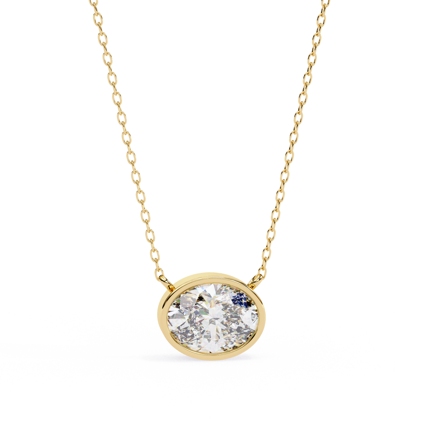 Lab Grown Solitaire Diamond Pendant Oval Stone (1.55ct) In 14K Gold Without Chain