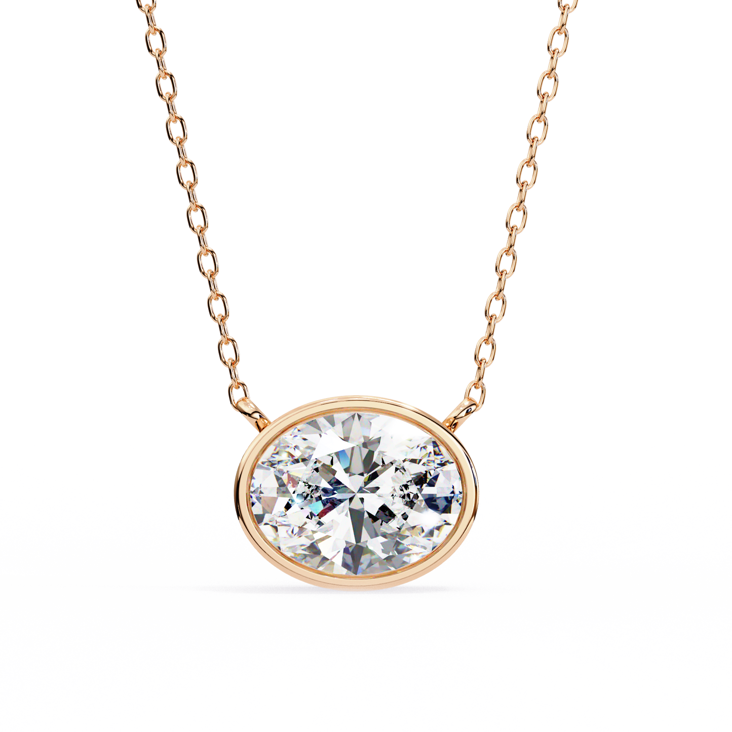 Lab Grown Solitaire Diamond Pendant Oval Stone (1.55ct) In 14K Gold Without Chain