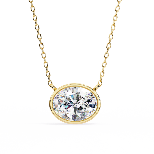 Lab Grown Solitaire Diamond Pendant Oval Stone (1.55ct) In 14K Gold Without Chain