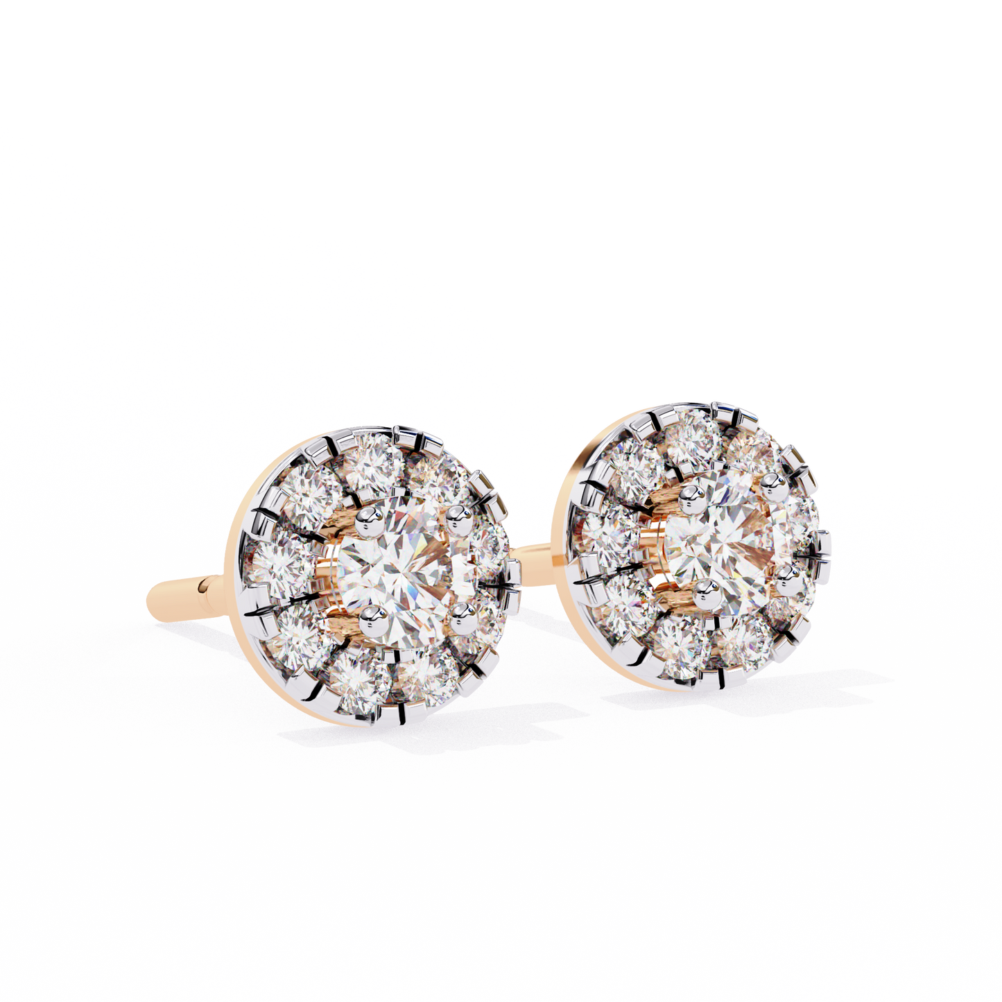 LGD Ear Studs Round  Stone (0.52ct Pair) In 14K Gold