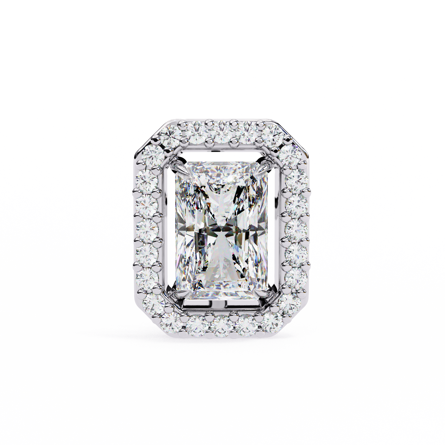 LGD Ear Studs Radiant Stone (2.04ct Pair) In 14K Gold