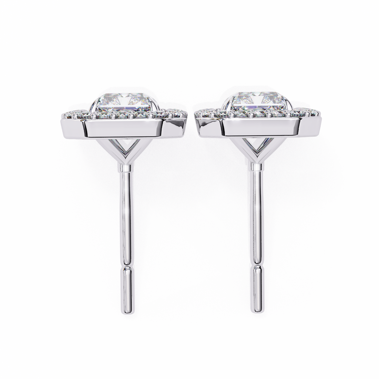 LGD Ear Studs Radiant Stone (2.04ct Pair) In 14K Gold