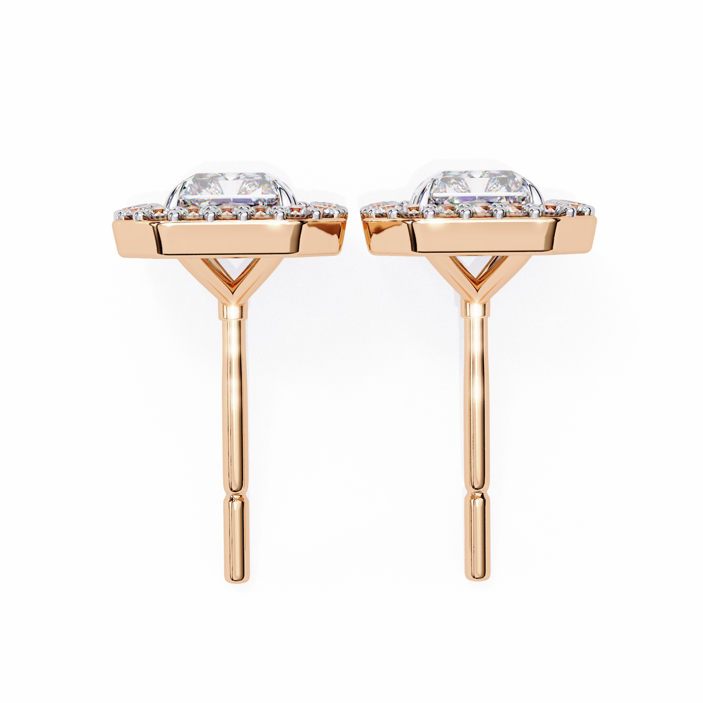 LGD Ear Studs Radiant Stone (2.04ct Pair) In 14K Gold