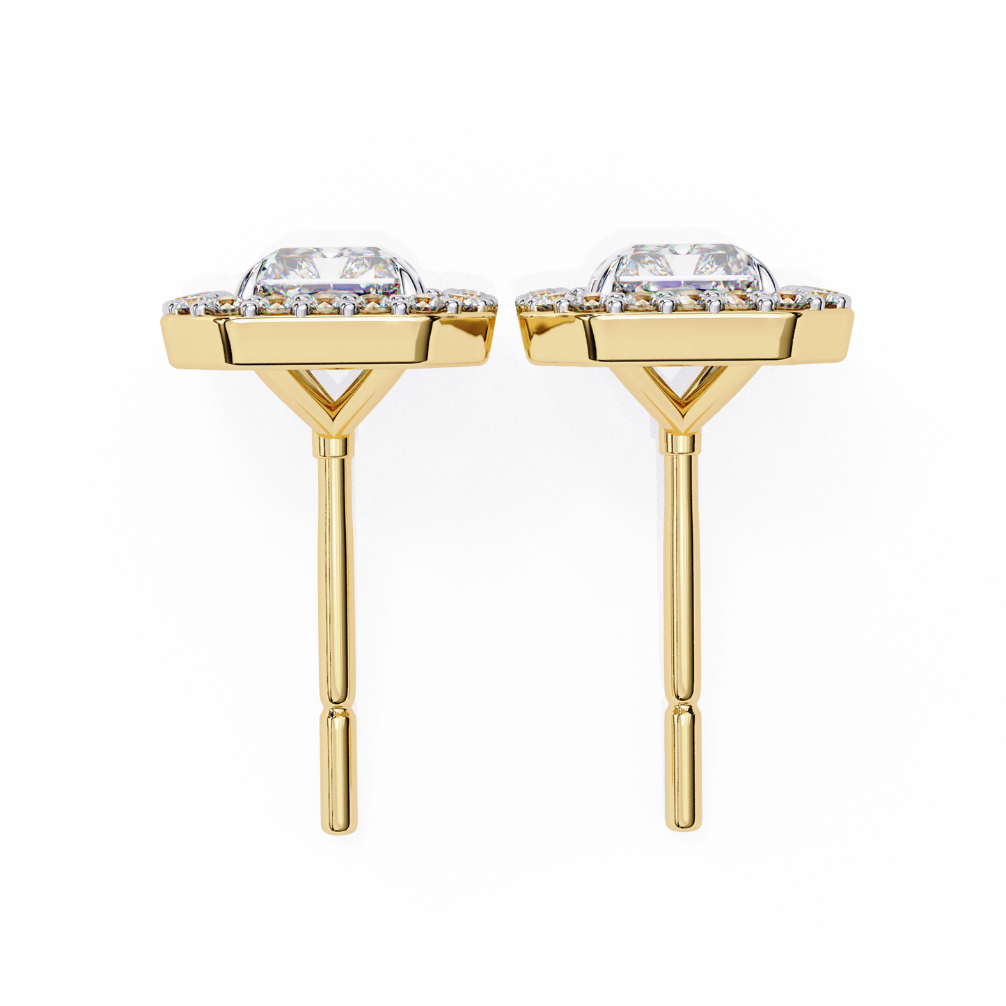 LGD Ear Studs Radiant Stone (2.04ct Pair) In 14K Gold