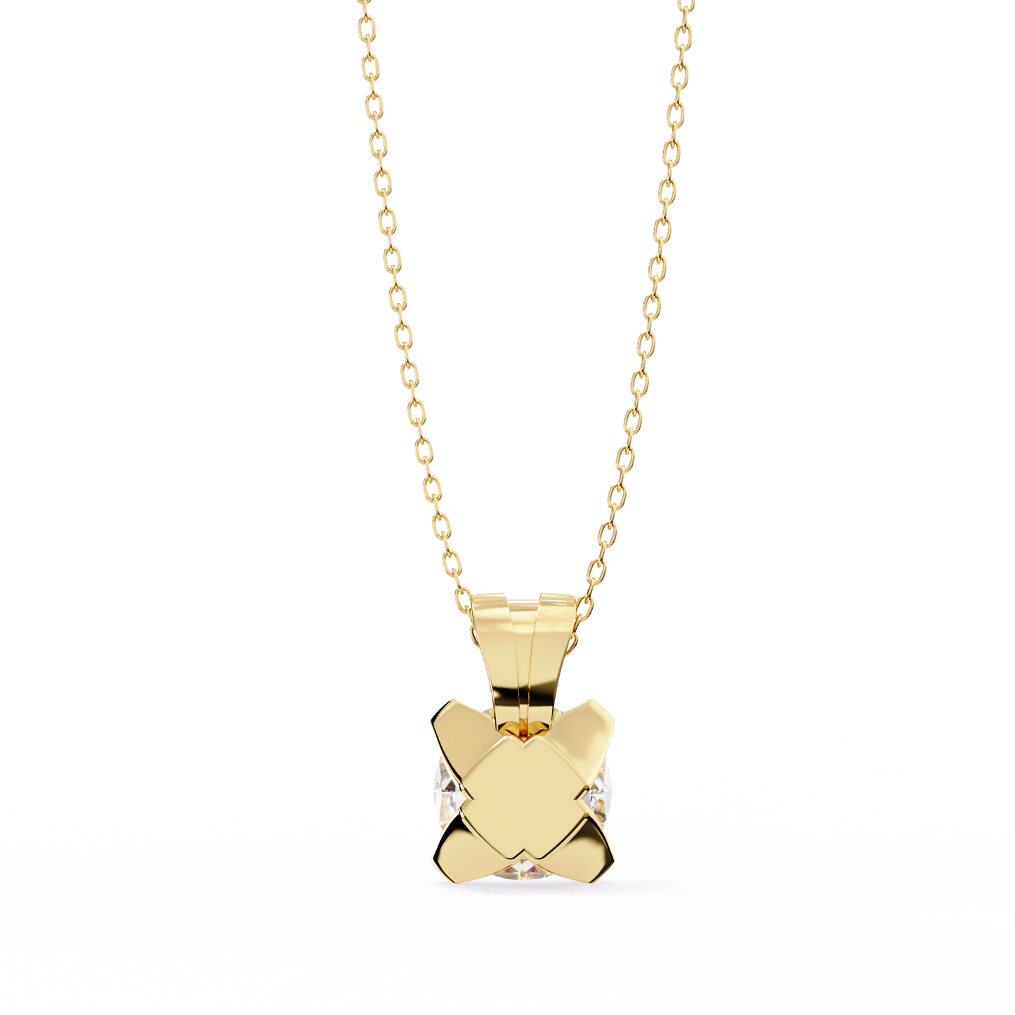 LGD Solitaire Pendant Round Stone (2.18ct) In 14K Gold Without Chain