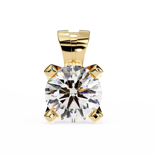 LGD Solitaire Pendant Round Stone (2.18ct) In 14K Gold Without Chain