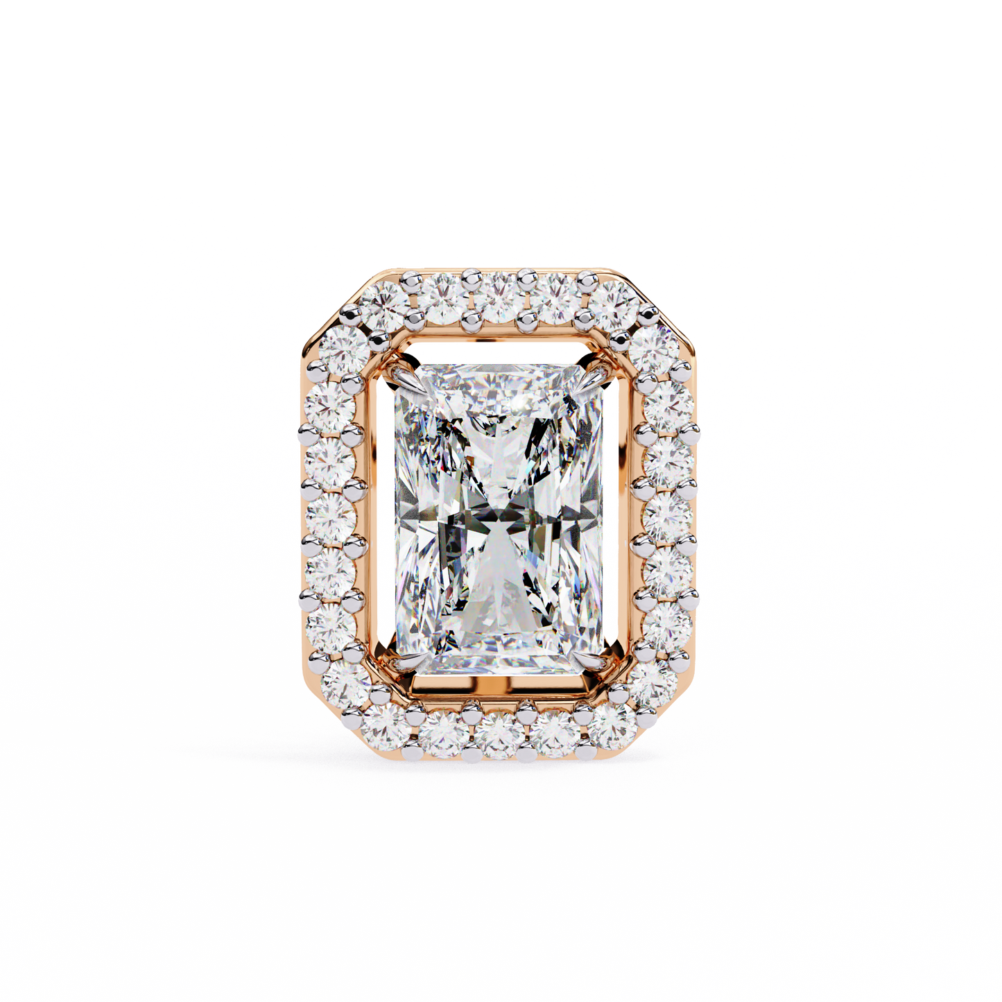 LGD Ear Studs Radiant Stone (2.04ct Pair) In 14K Gold