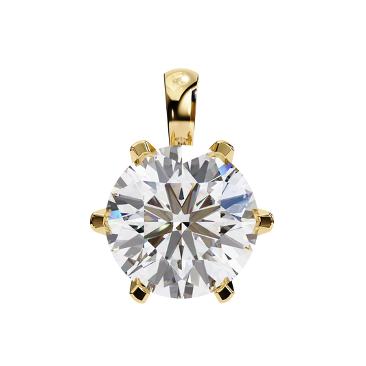 LGD Solitaire Pendant Round Stone (2.2ct) In 14K Gold Without Chain