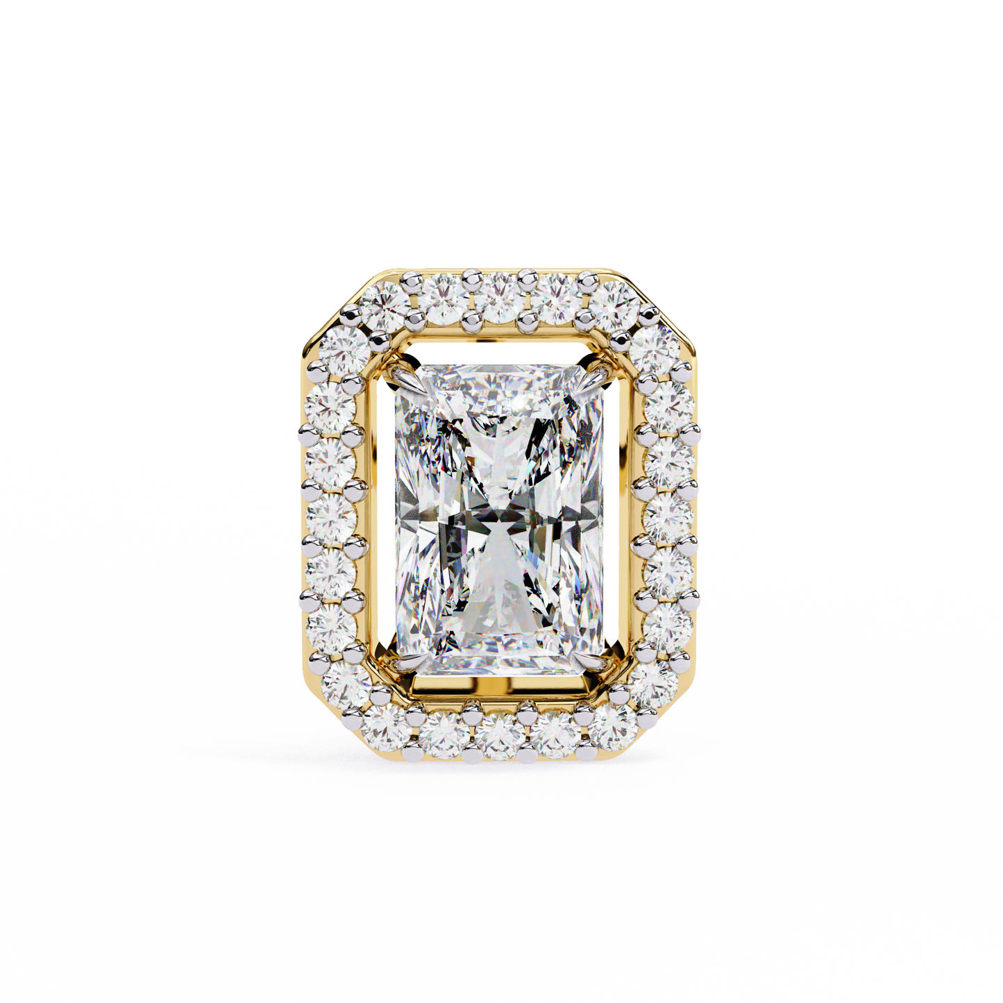 LGD Ear Studs Radiant Stone (2.04ct Pair) In 14K Gold