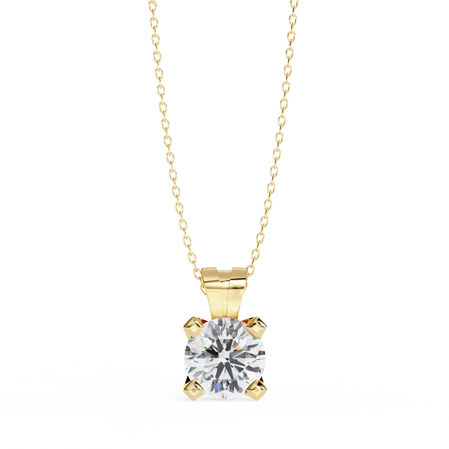 LGD Solitaire Pendant Round Stone (2.18ct) In 14K Gold Without Chain
