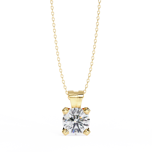LGD Solitaire Pendant Round Stone (2.18ct) In 14K Gold Without Chain