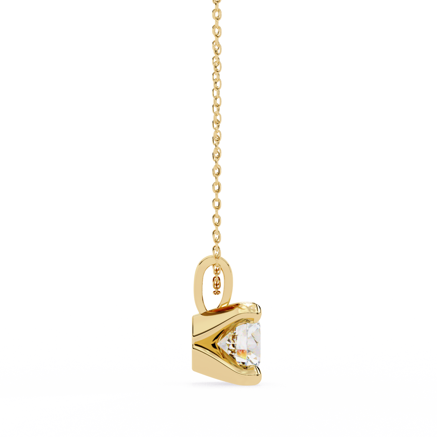 LGD Solitaire Pendant Round Stone (2.18ct) In 14K Gold Without Chain