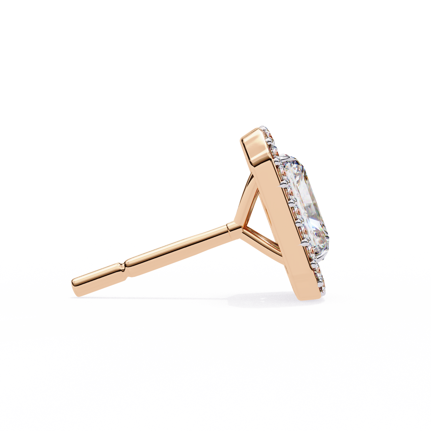 LGD Ear Studs Radiant Stone (2.04ct Pair) In 14K Gold