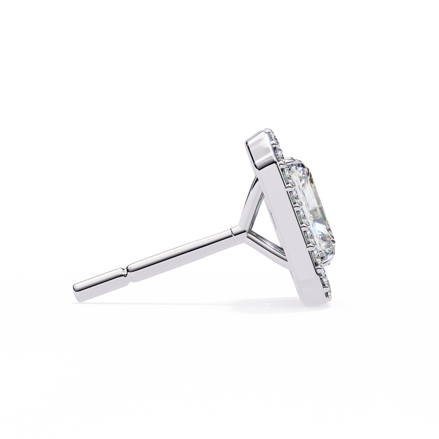 LGD Ear Studs Radiant Stone (2.04ct Pair) In 14K Gold