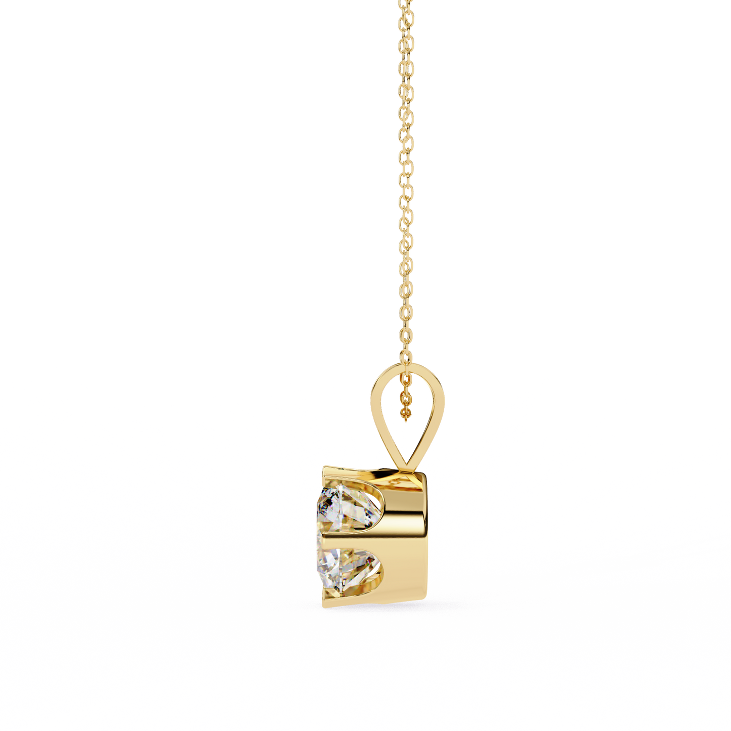 LGD Solitaire Pendant Round Stone (2.14ct) In 14K Gold Without Chain