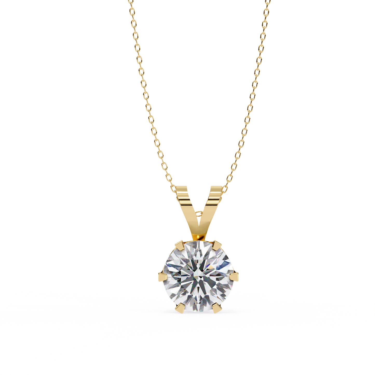 LGD Solitaire Pendant Round Stone (2.14ct) In 14K Gold Without Chain