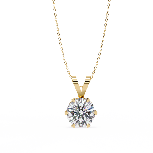 LGD Solitaire Pendant Round Stone (2.14ct) In 14K Gold Without Chain