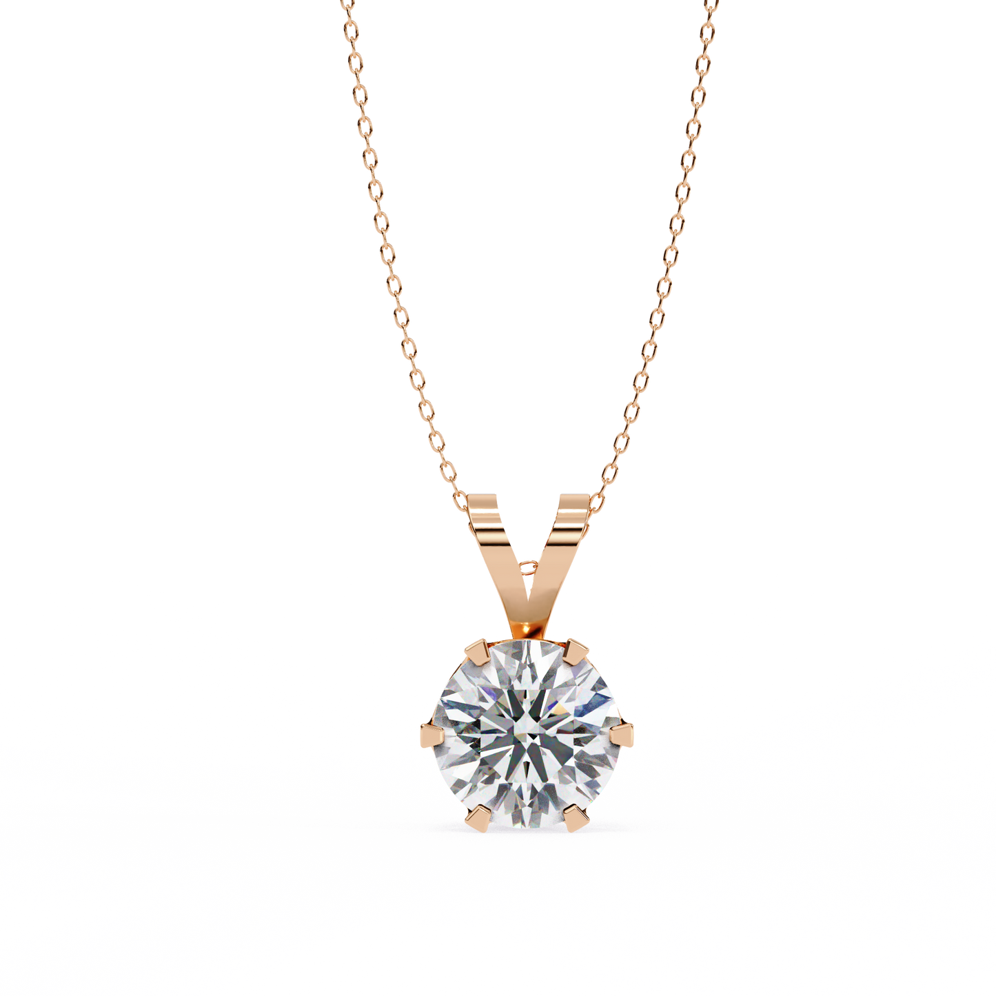 LGD Solitaire Pendant Round Stone (2.14ct) In 14K Gold Without Chain