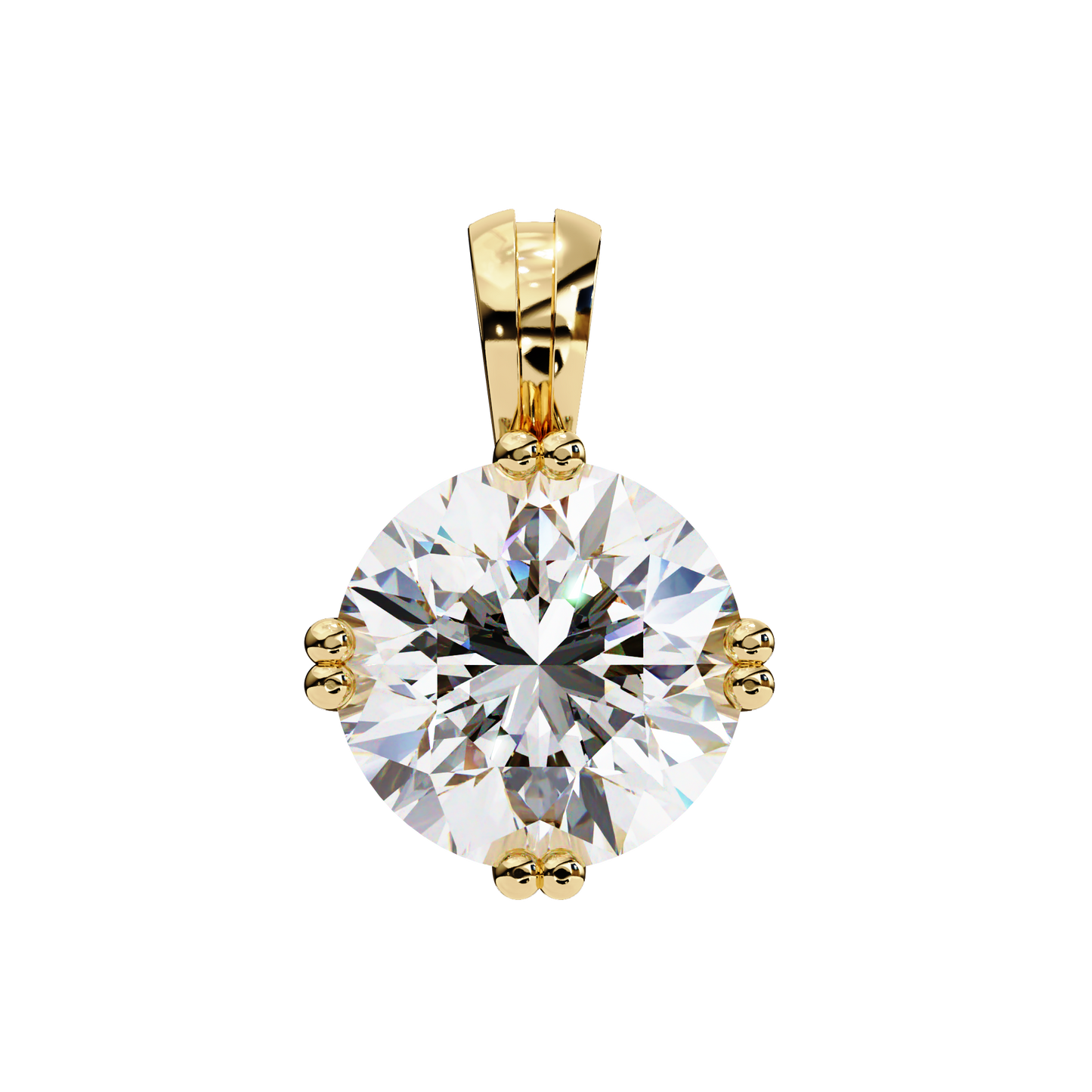 LGD Solitaire Pendant Round Stone (1.98ct) In 14K Gold Without Chain