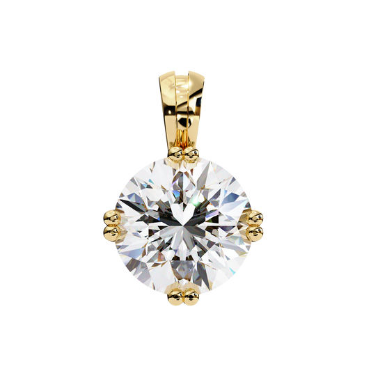 LGD Solitaire Pendant Round Stone (1.98ct) In 14K Gold Without Chain
