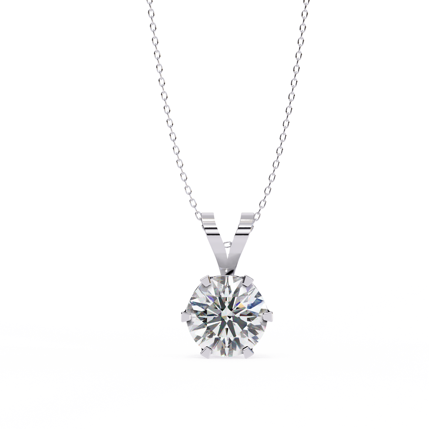LGD Solitaire Pendant Round Stone (2.14ct) In 14K Gold Without Chain