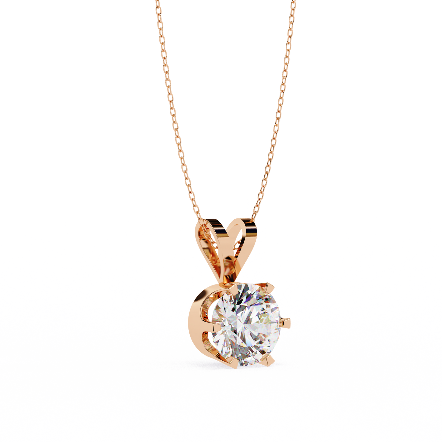 LGD Solitaire Pendant Round Stone (2.14ct) In 14K Gold Without Chain